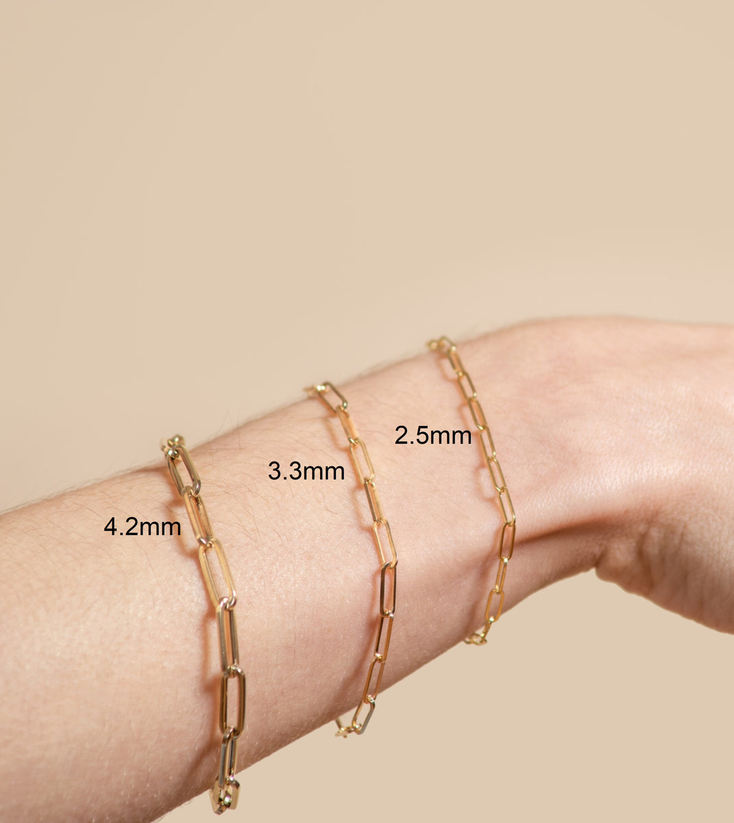 14K Gold Paperclip Chain Bracelet Olive Chain