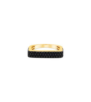 Black Diamond Square Ring - 14K - OLIVE & CHAIN Fine Jewelry
