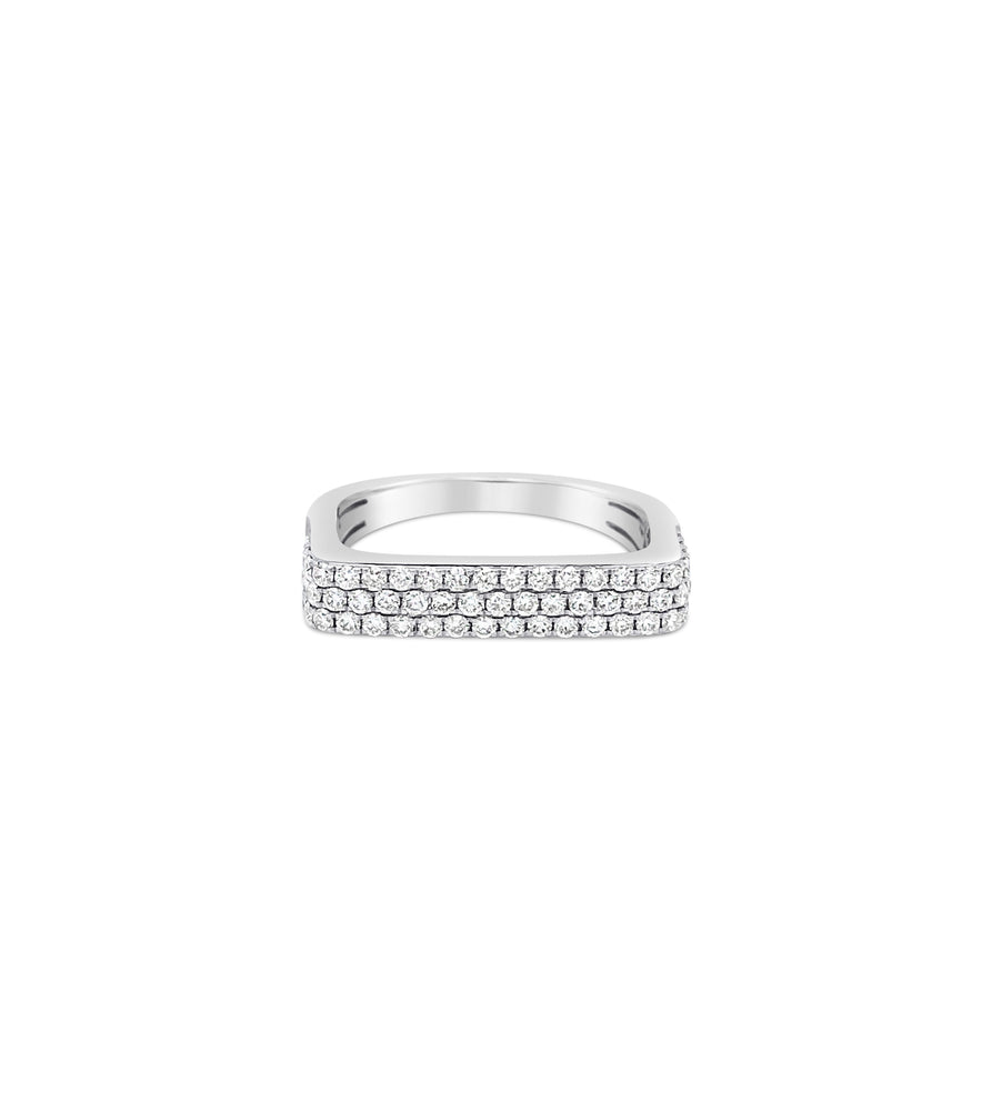 Diamond Square Ring - 14K White Gold / 5 - OLIVE & CHAIN Fine Jewelry