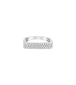 Diamond Square Ring - 14K White Gold / 5 - OLIVE & CHAIN Fine Jewelry