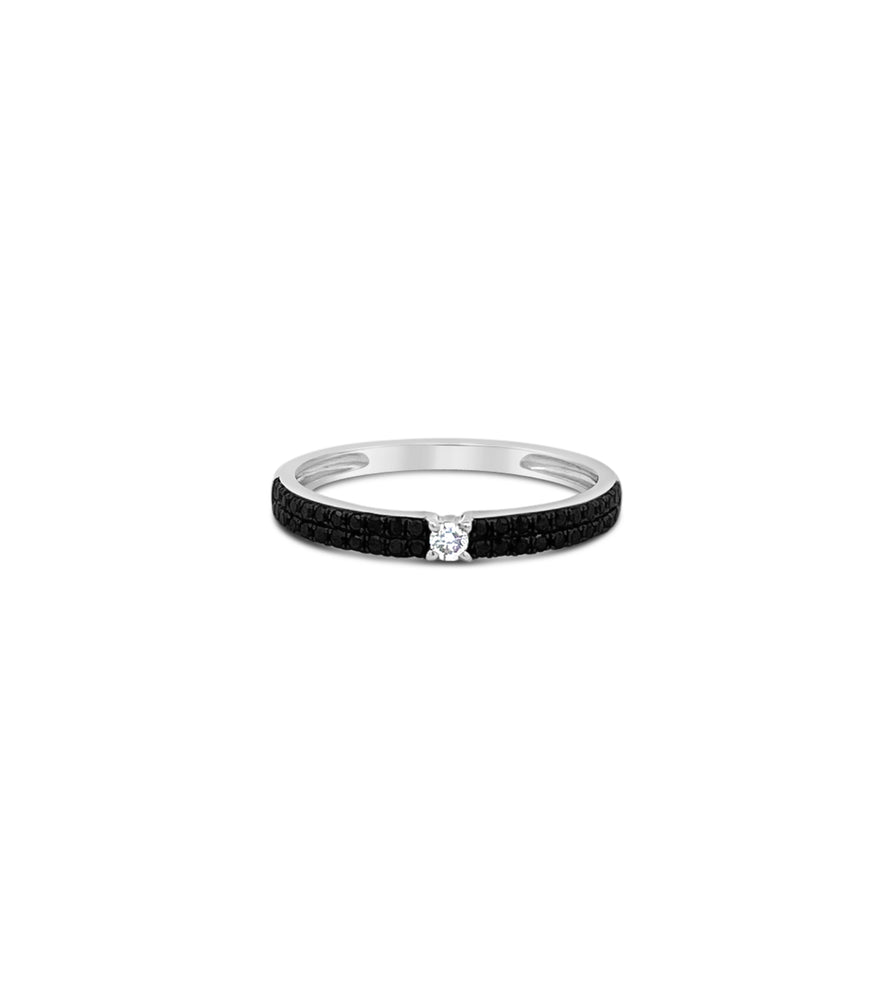 Black & White Diamond Ring - 14K White Gold / 5.5 - OLIVE & CHAIN Fine Jewelry