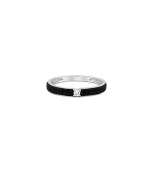 Black & White Diamond Ring - 14K White Gold / 5.5 - OLIVE & CHAIN Fine Jewelry