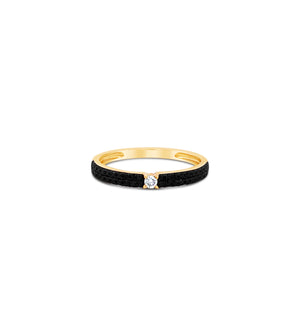 Black & White Diamond Ring - 14K Yellow Gold / 5.5 - OLIVE & CHAIN Fine Jewelry