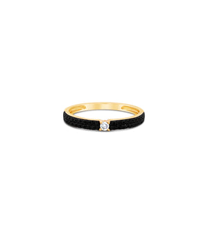 Black & White Diamond Ring - 14K Yellow Gold / 5.5 - Olive & Chain Fine Jewelry