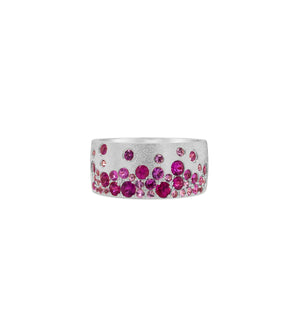 Ruby & Pink Sapphire Celestial Cigar Band - 14K White Gold / 5 - Olive & Chain Fine Jewelry