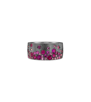 Ruby & Pink Sapphire Celestial Cigar Band - 14K Black Gold / 5 - Olive & Chain Fine Jewelry
