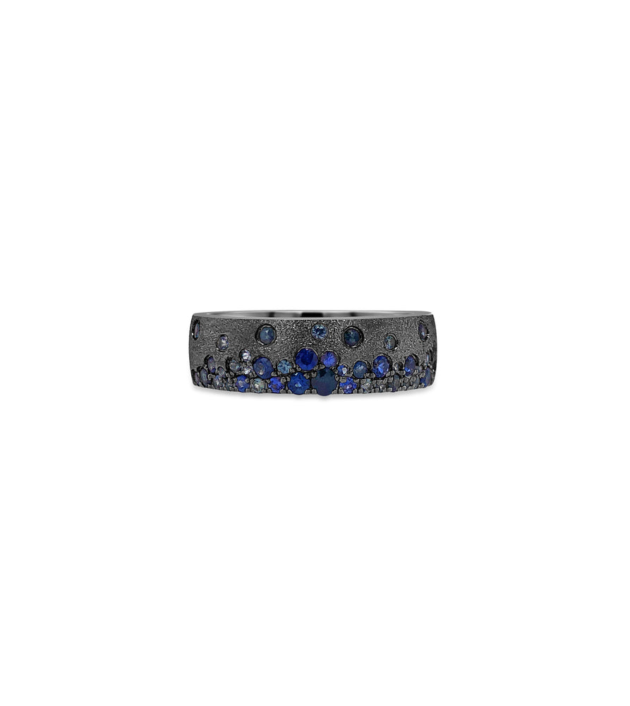 Sapphire Celestial Mini Cigar Band - 14K Black Gold / 5 - OLIVE & CHAIN Fine Jewelry