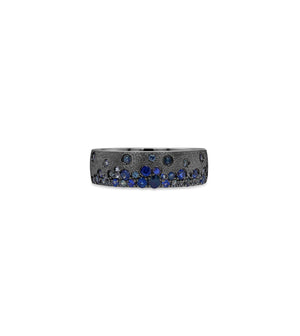 Sapphire Celestial Mini Cigar Band - 14K Black Gold / 5 - OLIVE & CHAIN Fine Jewelry
