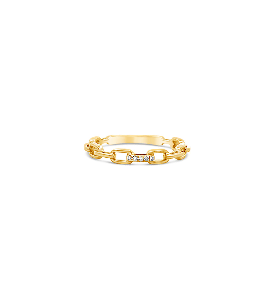 Diamond Paperclip Link Ring - 14K  - Olive & Chain Fine Jewelry