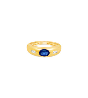 Sapphire & Diamond Gypsy Ring - 14K  - Olive & Chain Fine Jewelry