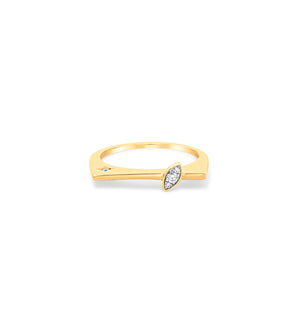 Diamond Flat Square Marquise Ring - 14K  - Olive & Chain Fine Jewelry