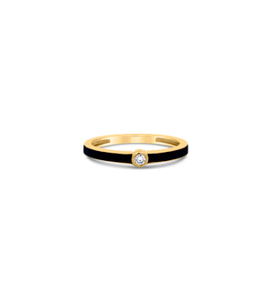 Diamond Black Enamel Ring - 14K  - Olive & Chain Fine Jewelry