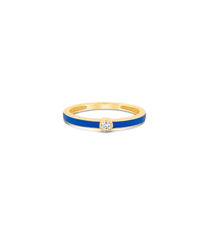 Diamond Blue Enamel Ring - 14K  - Olive & Chain Fine Jewelry