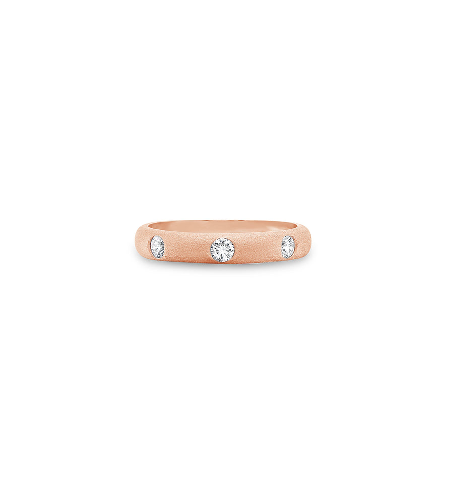 Diamond 3 Stone Flush Band - 14K Rose Gold / 5 - OLIVE & CHAIN Fine Jewelry
