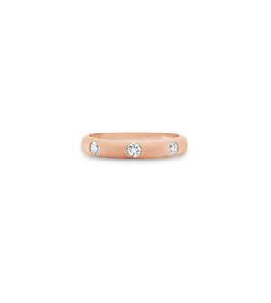 Diamond 3 Stone Flush Band - 14K Rose Gold / 5 - OLIVE & CHAIN Fine Jewelry