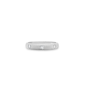 Diamond 3 Stone Flush Band - 14K White Gold / 5 - OLIVE & CHAIN Fine Jewelry