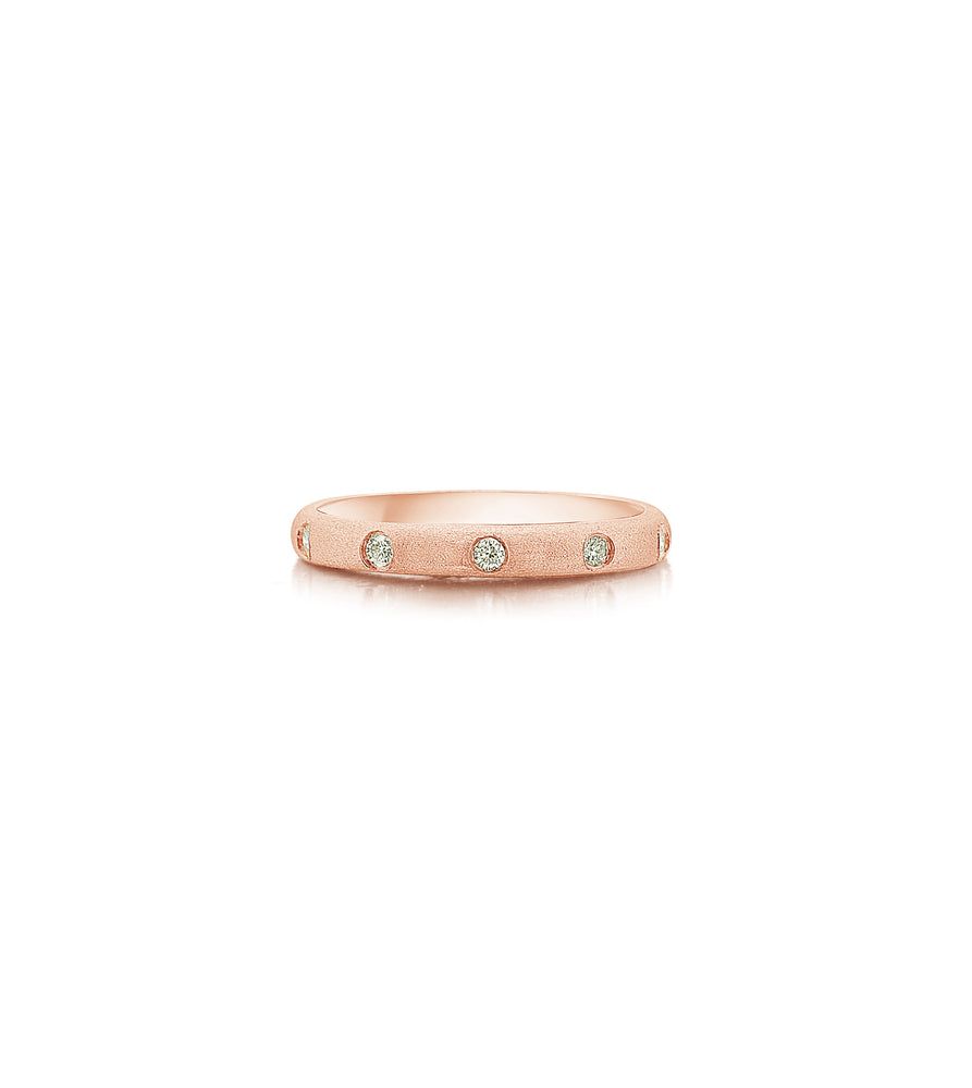 Diamond 5 Stone Flush Band - 14K Rose Gold / 5 - Olive & Chain Fine Jewelry