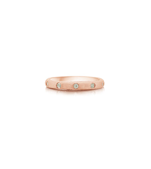 Diamond 5 Stone Flush Band - 14K Rose Gold / 5 - Olive & Chain Fine Jewelry