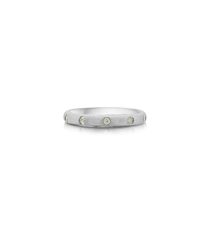 Diamond 5 Stone Flush Band - 14K White Gold / 5 - Olive & Chain Fine Jewelry