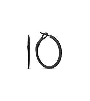 Black Diamond Slim Hoop Earring - 14K Black Gold / 26mm - OLIVE & CHAIN Fine Jewelry