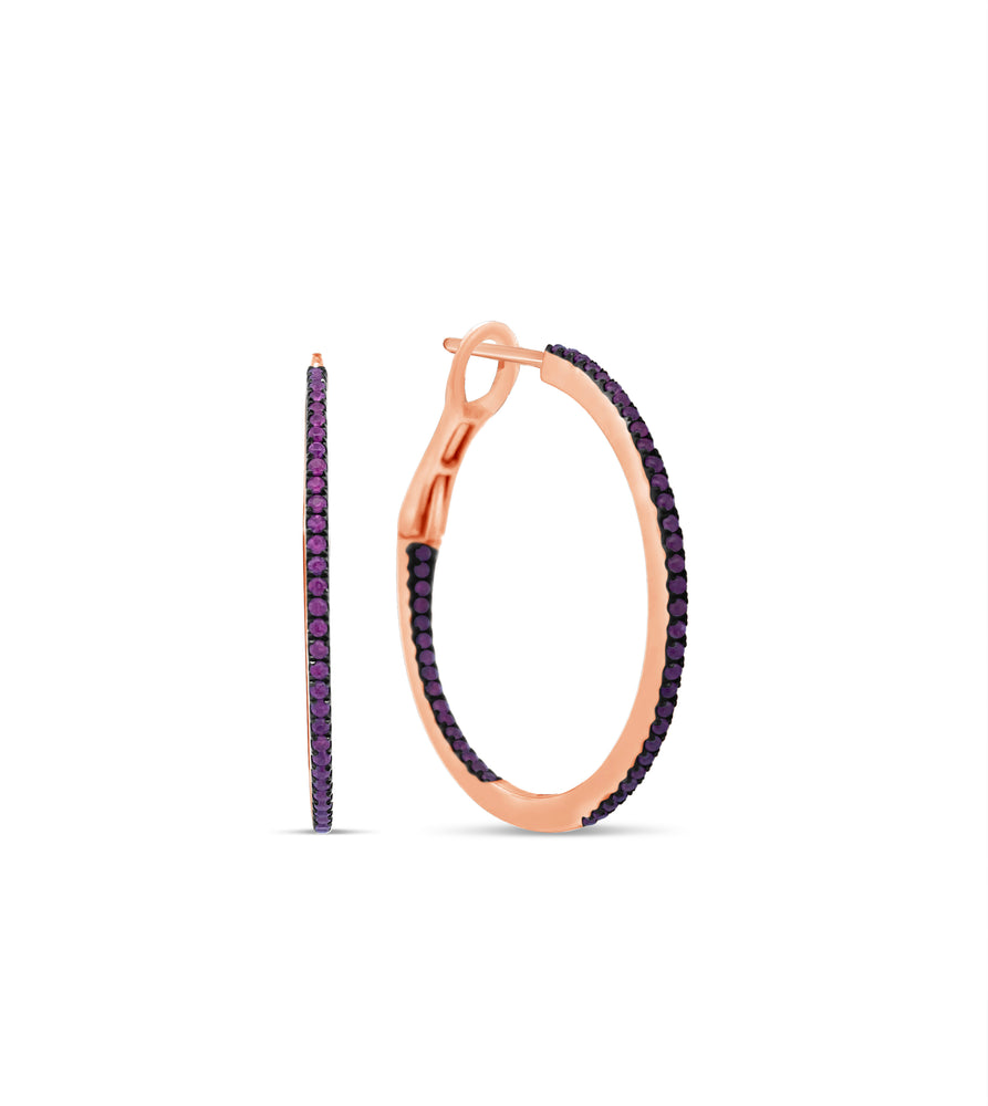 Ruby Slim Hoop Earring - 14K Rose Gold - Olive & Chain Fine Jewelry