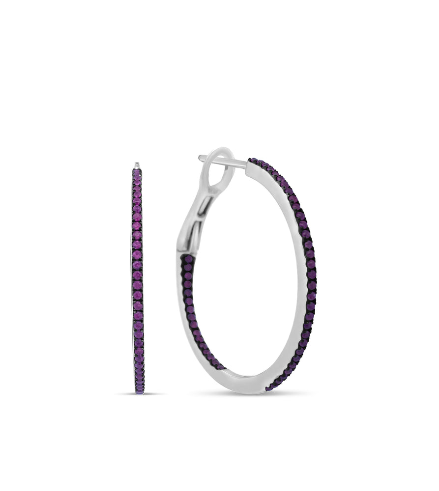 Ruby Slim Hoop Earring - 14K White Gold - OLIVE & CHAIN Fine Jewelry