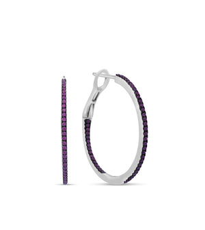 Ruby Slim Hoop Earring - 14K White Gold - OLIVE & CHAIN Fine Jewelry