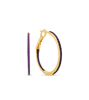 Ruby Slim Hoop Earring - 14K Yellow Gold - Olive & Chain Fine Jewelry