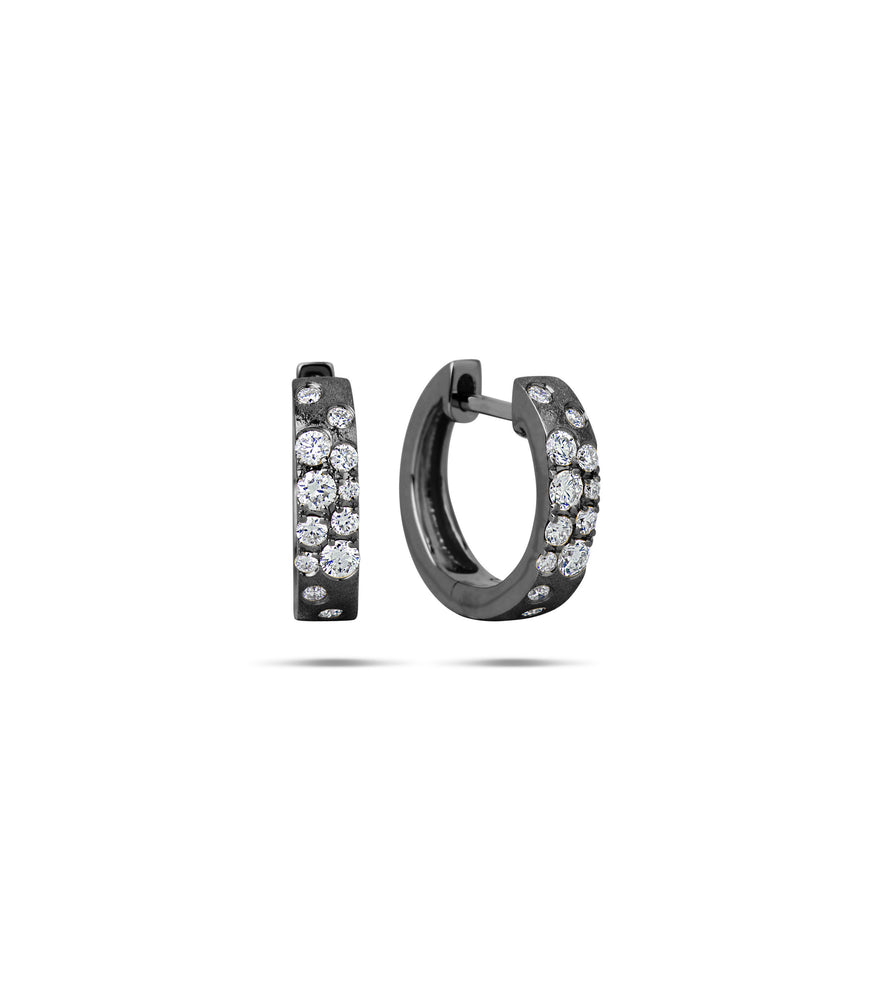 Diamond Celestial Huggie Earring - 14K Black Gold - Olive & Chain Fine Jewelry