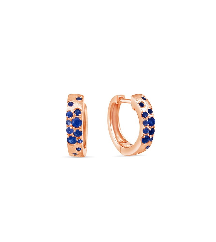 Sapphire Celestial Huggie Earring - 14K Rose Gold - Olive & Chain Fine Jewelry