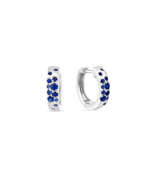 Sapphire Celestial Huggie Earring - 14K White Gold - Olive & Chain Fine Jewelry