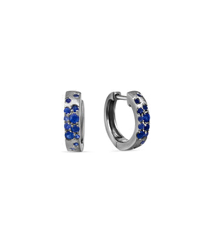 Sapphire Celestial Huggie Earring - 14K Black Gold - Olive & Chain Fine Jewelry
