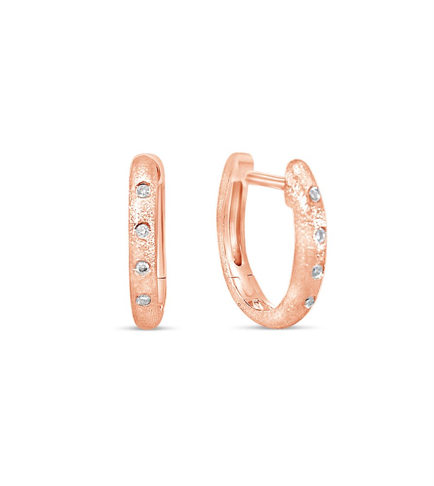 Diamond Flush Huggie Earring - 14K Rose Gold - Olive & Chain Fine Jewelry