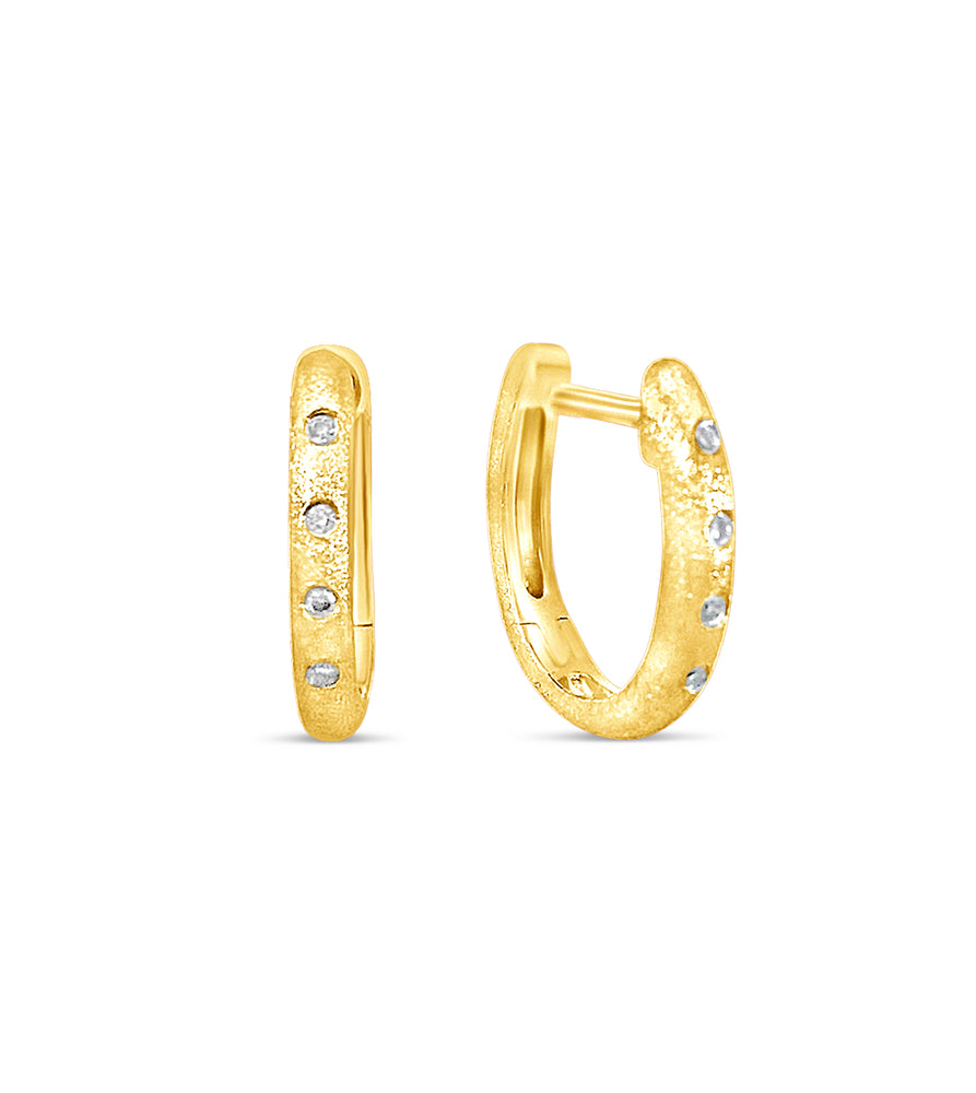 Diamond Flush Huggie Earring - 14K Yellow Gold - Olive & Chain Fine Jewelry