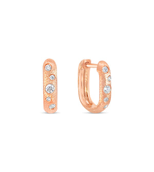 Diamond Scatter Huggie Earring - 14K Rose Gold - Olive & Chain Fine Jewelry