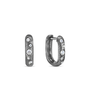 Diamond Scatter Huggie Earring - 14K Black Gold - Olive & Chain Fine Jewelry