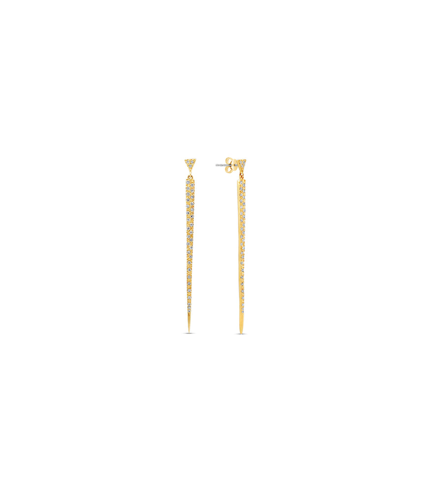 Diamond Dagger Drop Earrings - 14K Yellow Gold - Olive & Chain Fine Jewelry