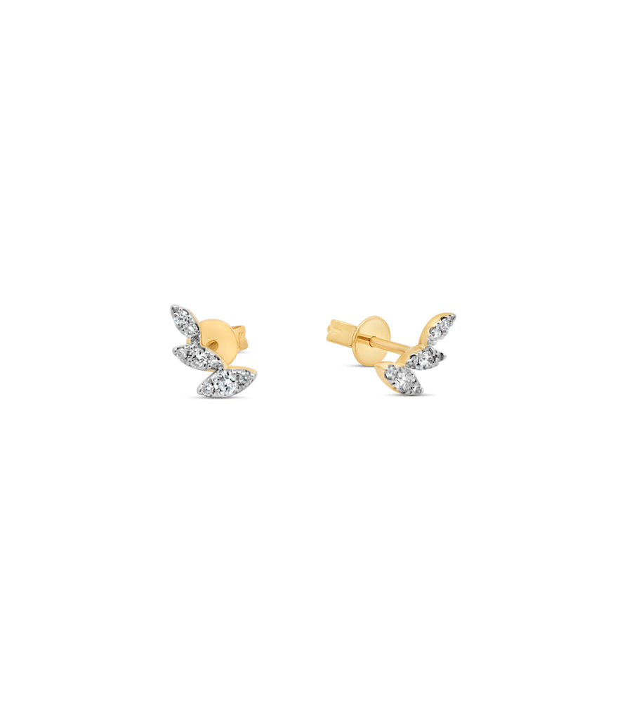 Diamond Mini Climber Stud Earring - 14K Yellow Gold - Olive & Chain Fine Jewelry