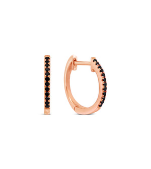 Black Diamond Signature Huggie Earring - 14K Rose Gold / Single - OLIVE & CHAIN Fine Jewelry