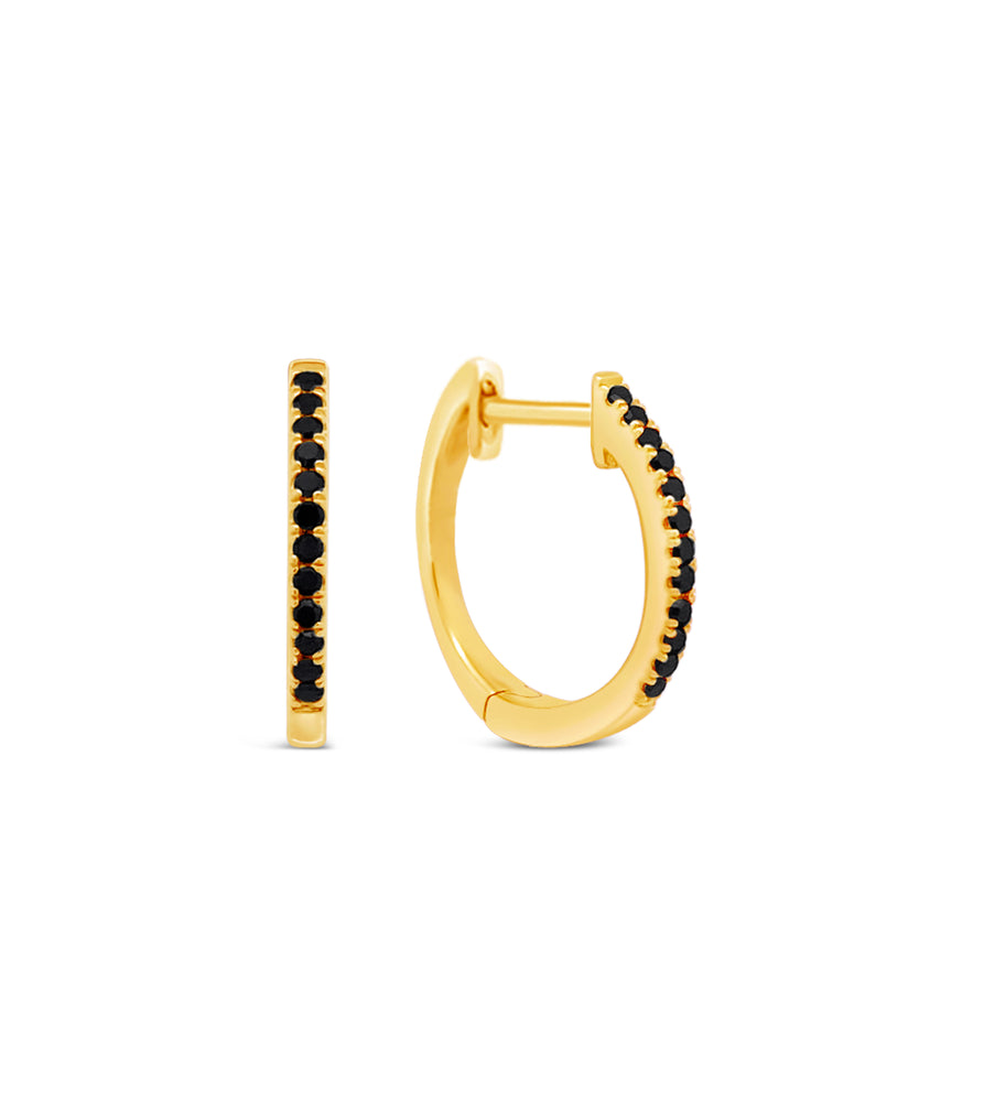 Black Diamond Signature Huggie Earring - 14K Yellow Gold / Single - OLIVE & CHAIN Fine Jewelry