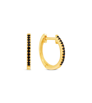 Black Diamond Signature Huggie Earring - 14K Yellow Gold / Single - OLIVE & CHAIN Fine Jewelry