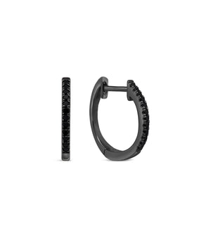 Black Diamond Signature Huggie Earring - 14K Black Gold / Single - OLIVE & CHAIN Fine Jewelry