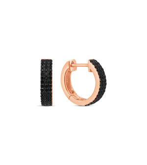 Black Diamond 3 Row Huggie Earring - 14K Rose Gold - Olive & Chain Fine Jewelry
