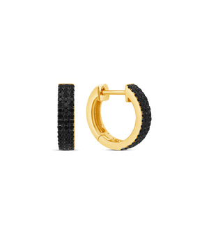 Black Diamond 3 Row Huggie Earring - 14K Yellow Gold - Olive & Chain Fine Jewelry