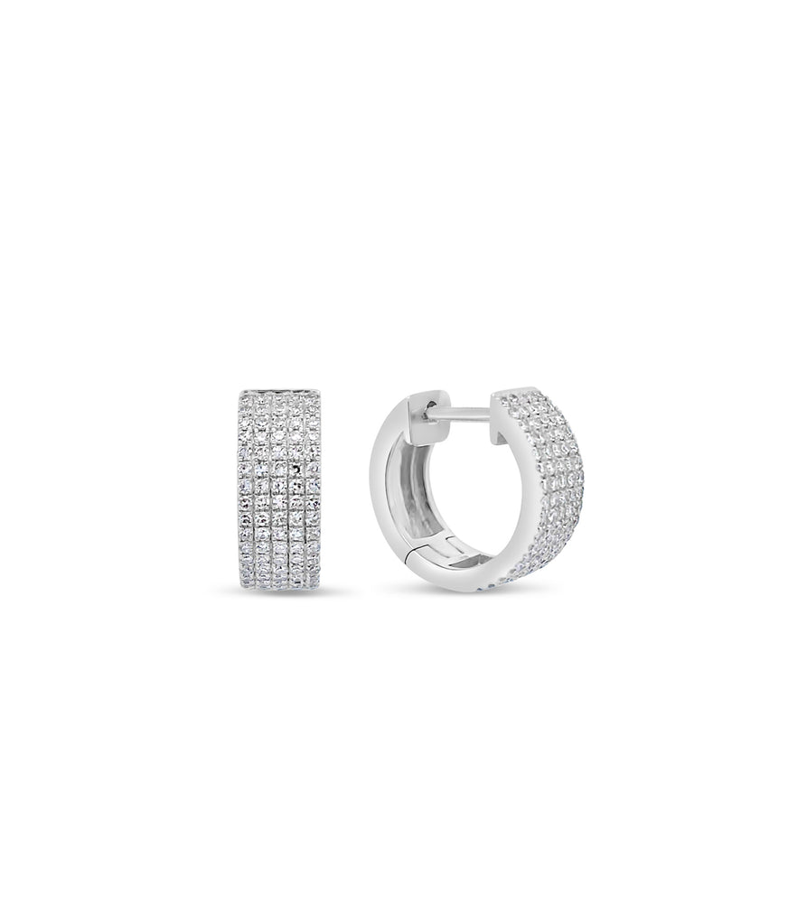 Diamond 5 Row Huggie Earring - 14K White Gold - Olive & Chain Fine Jewelry