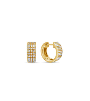 Diamond 5 Row Huggie Earring - 14K Yellow Gold - Olive & Chain Fine Jewelry