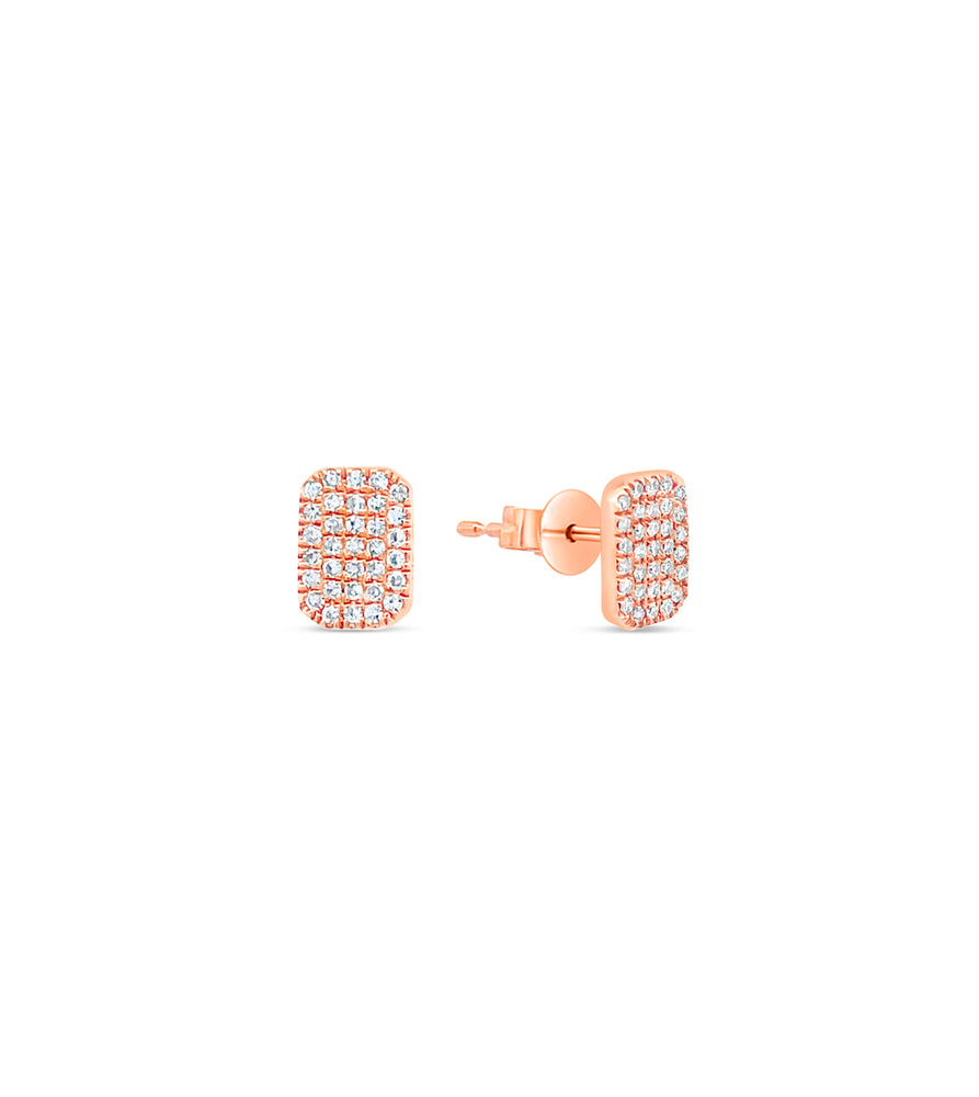 Diamond Rectangle Stud Earring - 14K Rose Gold / 6.5mm - OLIVE & CHAIN Fine Jewelry