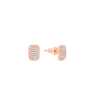 Diamond Rectangle Stud Earring - 14K Rose Gold / 6.5mm - OLIVE & CHAIN Fine Jewelry