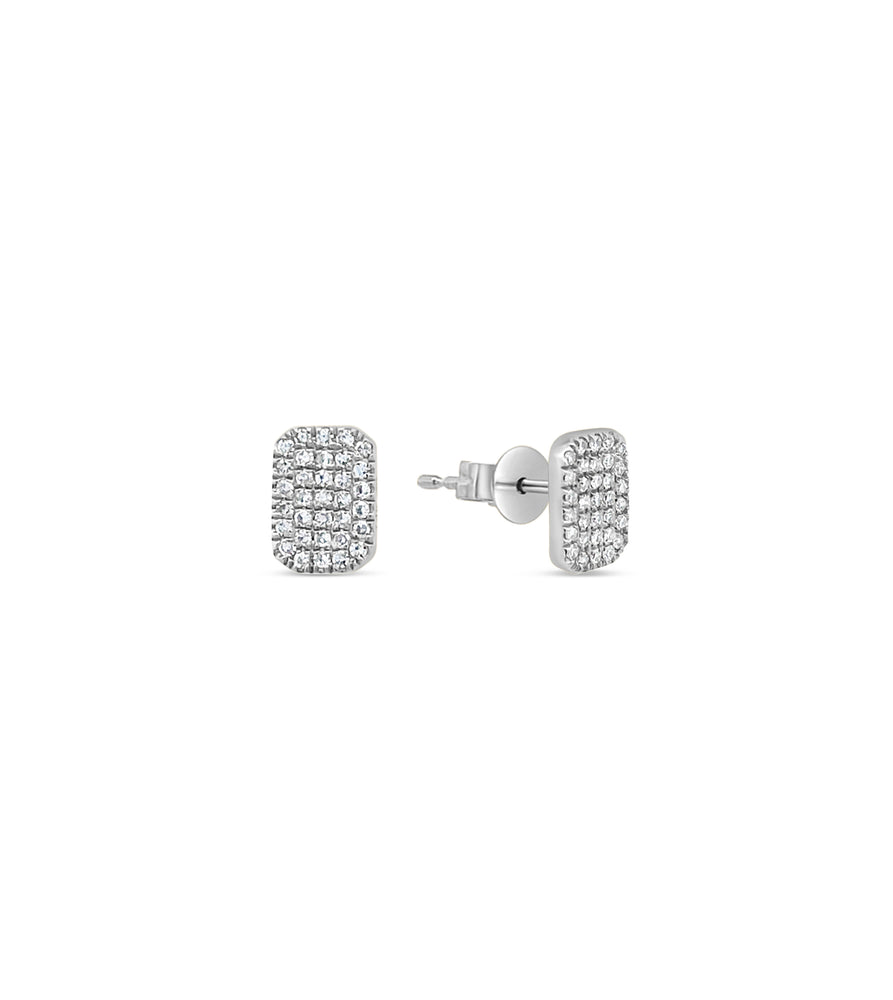 Diamond Rectangle Stud Earring - 14K White Gold / 6.5mm - Olive & Chain Fine Jewelry