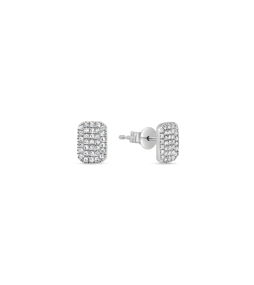 Diamond Rectangle Stud Earring - 14K White Gold / 6.5mm - OLIVE & CHAIN Fine Jewelry